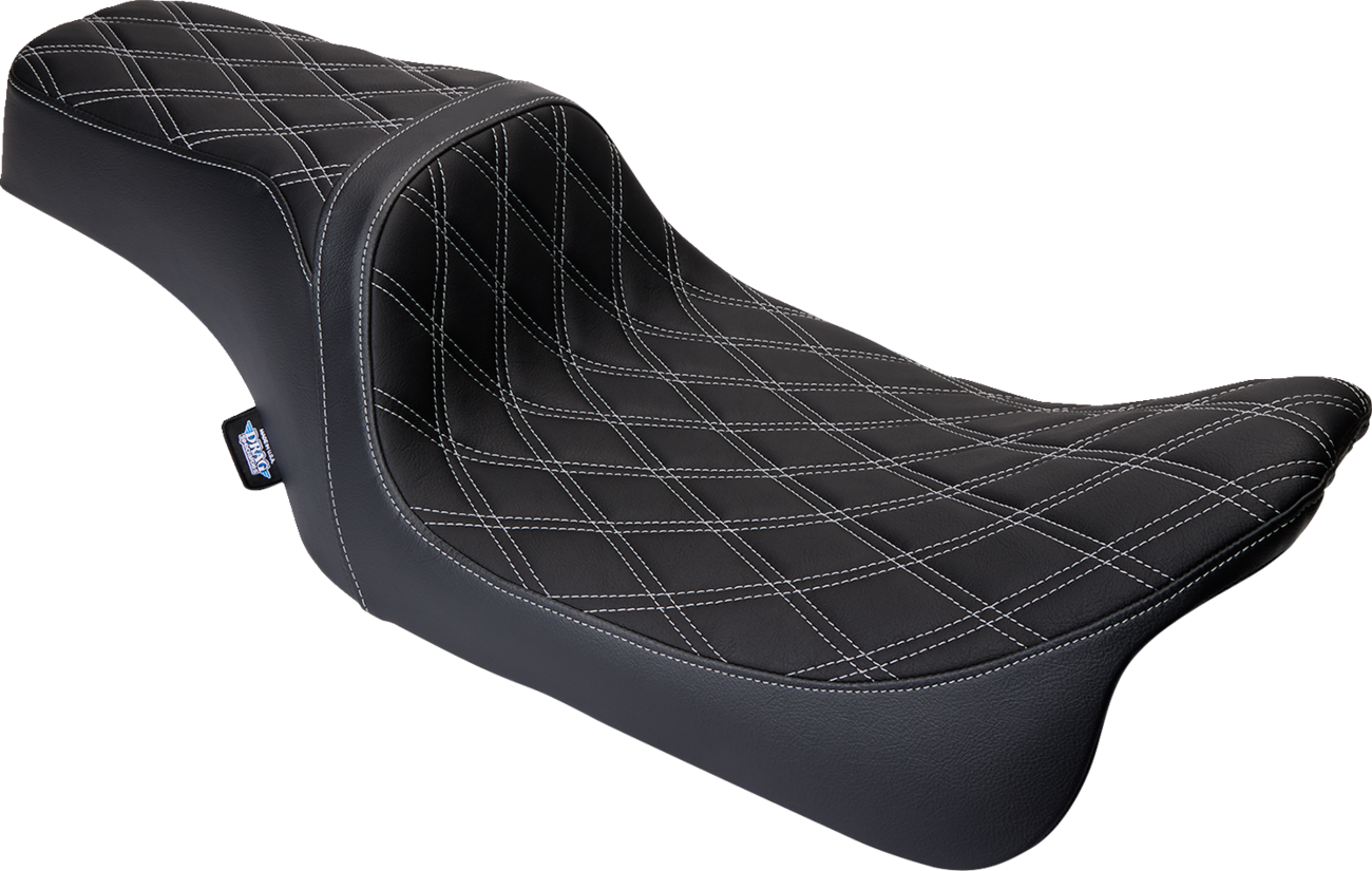 Harley FLH Drag Specialties Predator 1Up Seat with vinyl cover and double diamond silver stitching, model #08011489