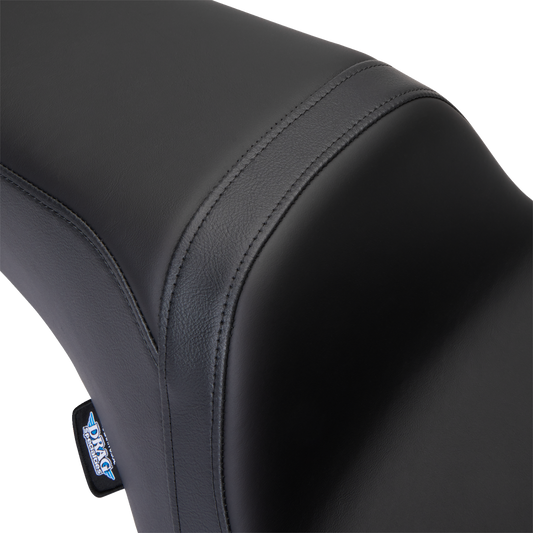 Black Predator 1Up Seat from Drag Specialties with solar leather, smooth finish, designed for Harley FLH models 2008-2023.
