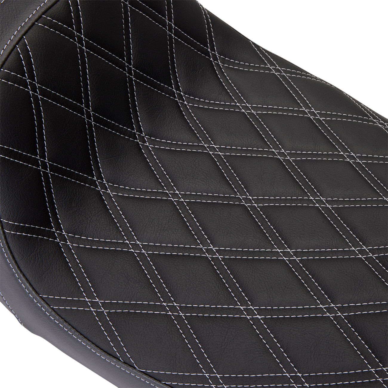 Drag Specialties Predator 1Up Seat with vinyl cover and silver diamond stitching for Harley FLH 2008-2023, part #08011489.