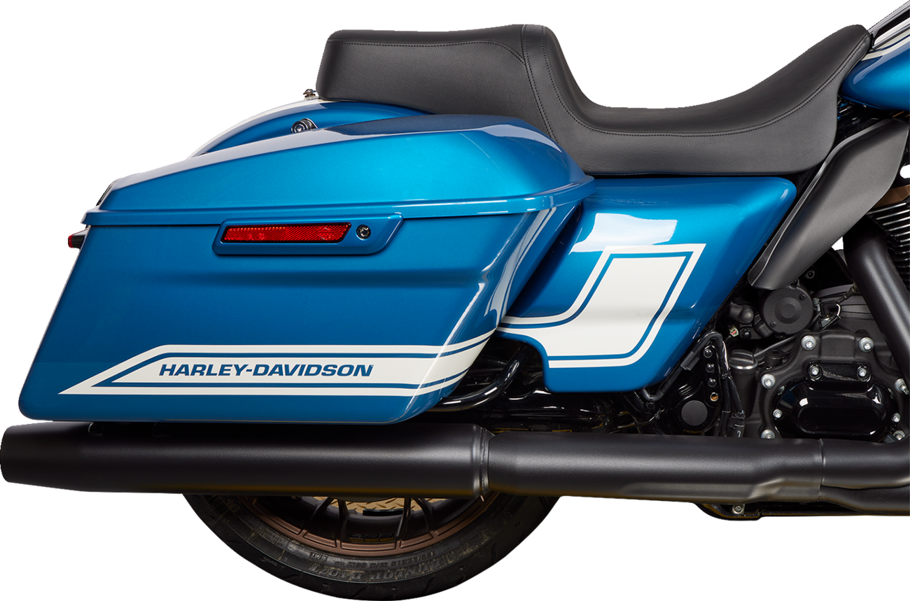 Black vinyl Predator 1Up seat for FLH motorcycles from 2008 to 2023, by DRAG SPECIALTIES SEATS, with a sleek and comfortable design.