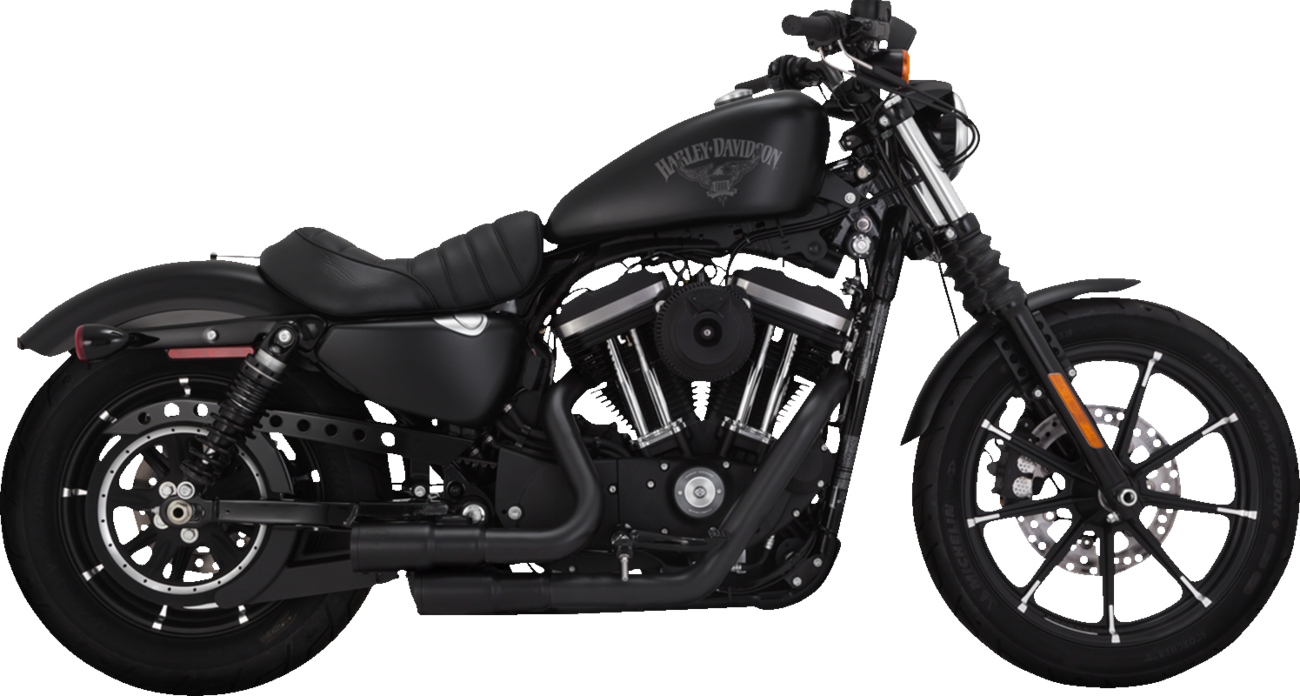 VANCE & HINES Mini Grenades exhaust system in matte black with chrome tips, designed for motorcycle performance and style.