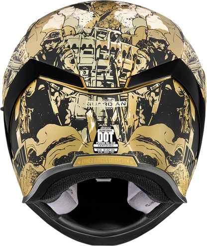 Bill's Exhausts ICON Airform Guardian helmet in gold, 2XL size, featuring a sleek helmet design with a glossy finish.
