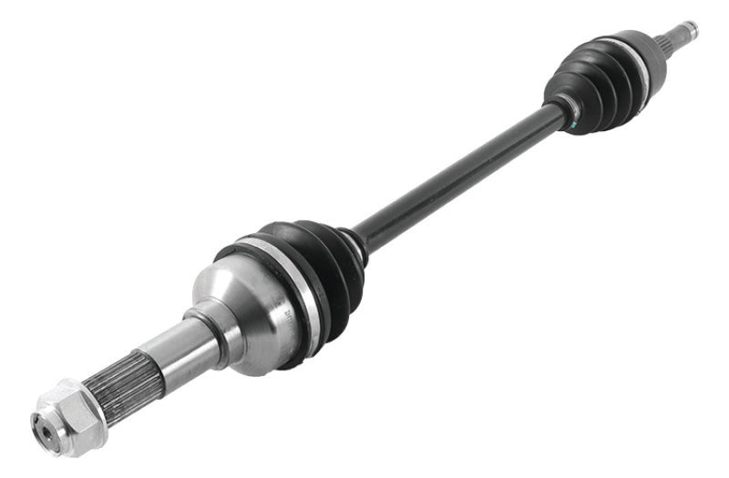 QuadBoss front right replacement axle for Yamaha YXR450 Rhino 4x4, model years 2006-2009, shows the metal axle shaft with splines