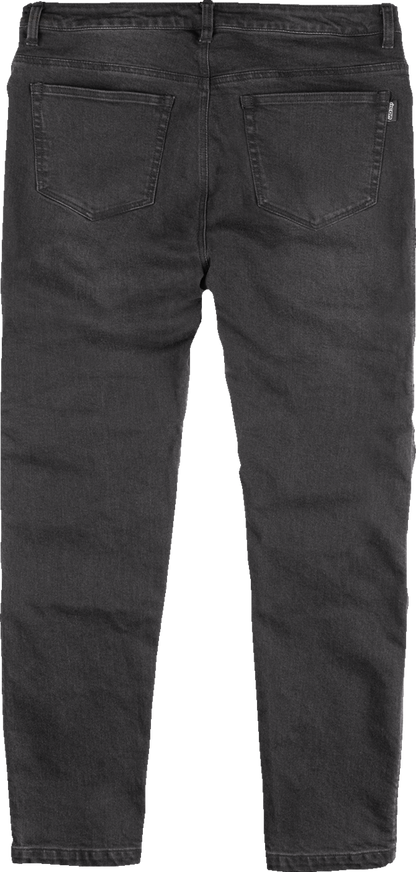 ICON Slabtown™ Jeans with D3O Ghost impact protectors in black, US size 36, featuring durable denim and protective padding.