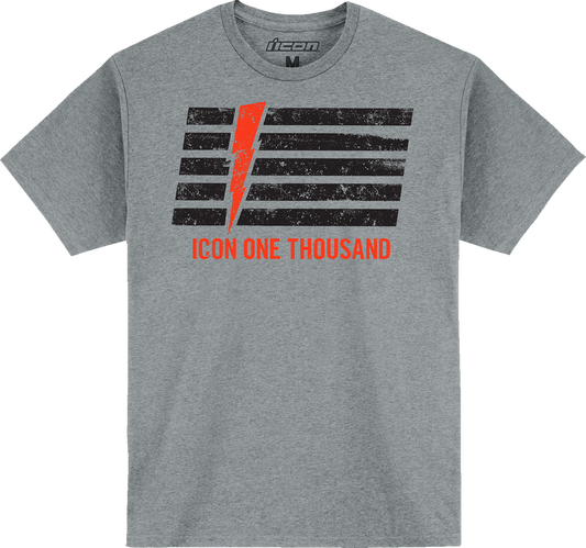 Gray ICON Invasion Stripe™ T-Shirt in Medium, featuring bold stripe design and comfortable fit.