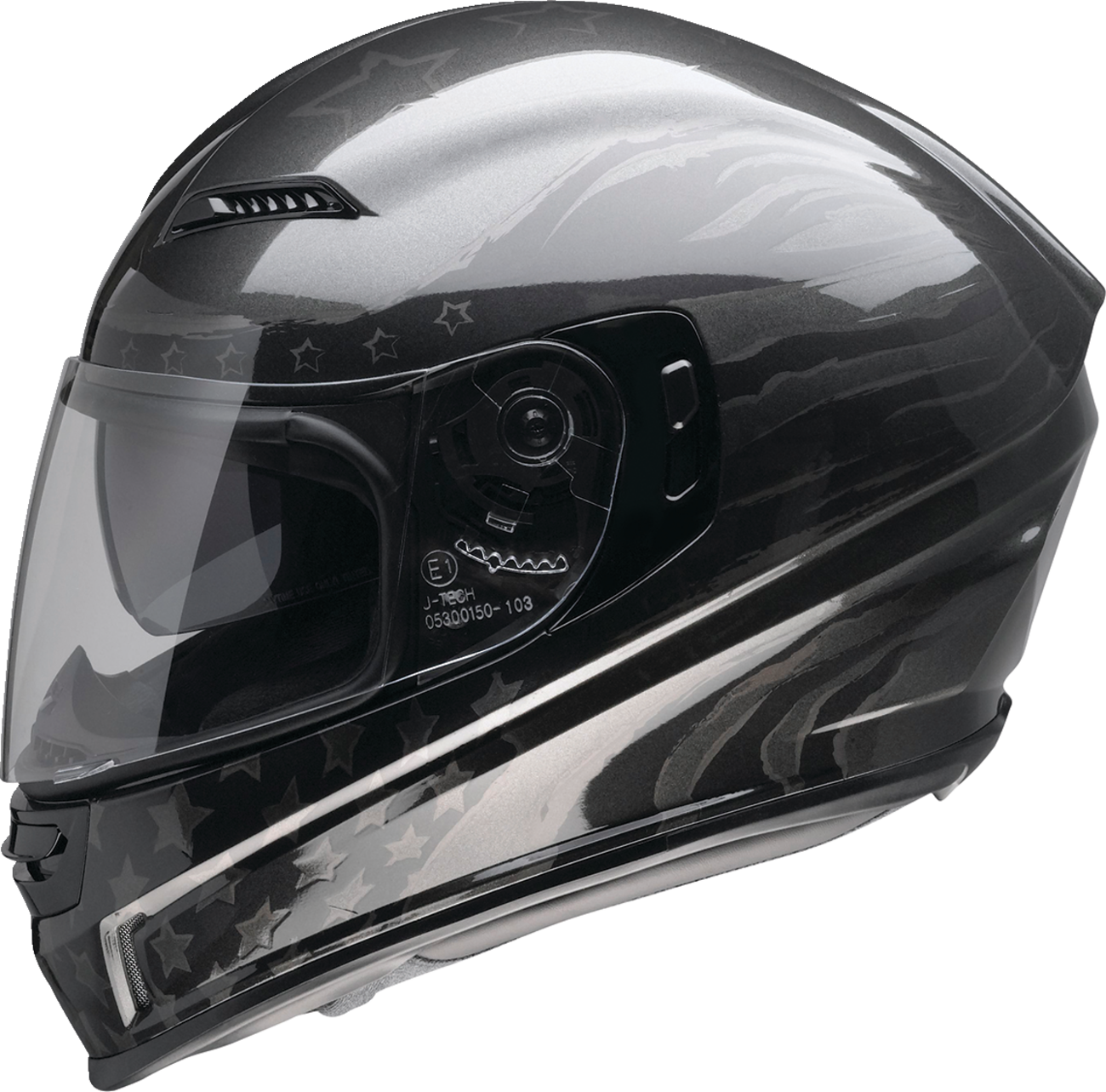 Z1R Jackal Patriot Stealth motorcycle helmet in 3XL with black matte finish and aerodynamic design.