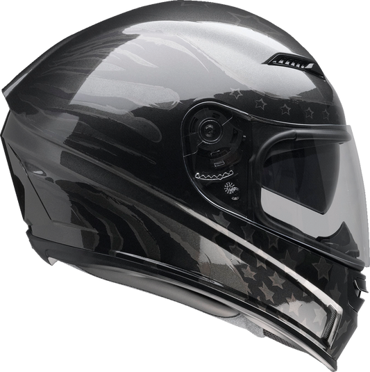 Z1R Jackal Helmet Patriot Stealth XS with matte finish and full face design, featuring clear visor and ventilation vents.