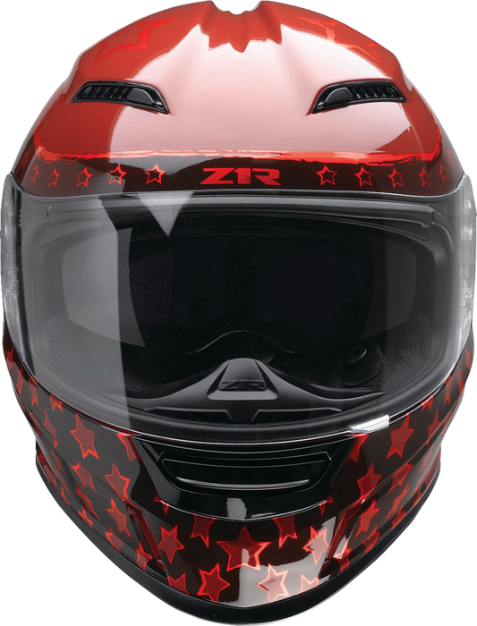 Z1R Jackal Patriot helmet in red, 2XL size with aero shell, anti-fog shield, and drop-down sun visor.