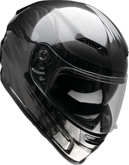 Z1R Jackal Patriot Stealth motorcycle helmet in 3XL with matte black finish and aerodynamic design, featuring visor and ventilation.