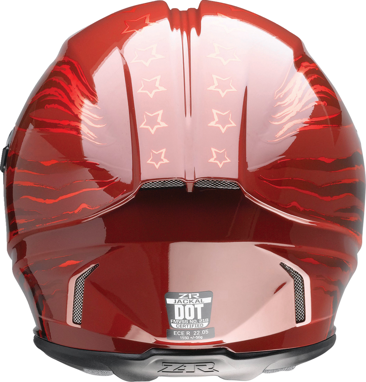 Z1R Jackal helmet Patriot Red XS with aerodynamic design and ventilation, featuring a clear visor and matte finish.