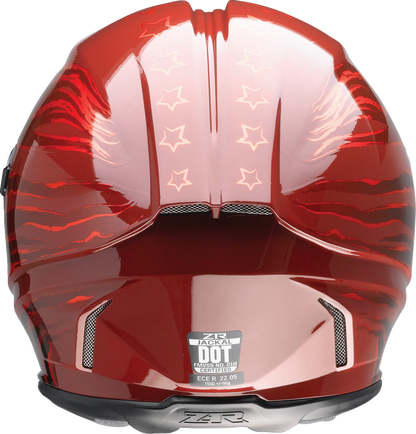 Z1R Jackal helmet Patriot Red XS with aerodynamic design and ventilation, featuring a clear visor and matte finish.