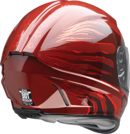 Z1R Jackal helmet in Patriot Red, XS size, featuring a sleek motorcycle helmet design with visor and aerodynamic shape.