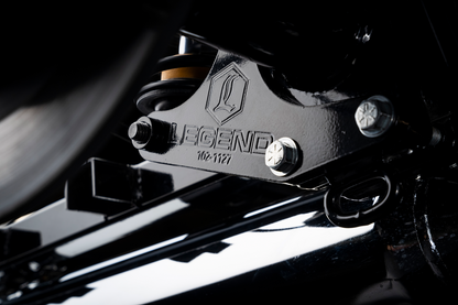Legend Suspension rear lift kit for 2017+ Harley-Davidson M8 Tri-Glide, showing the durable suspension components.