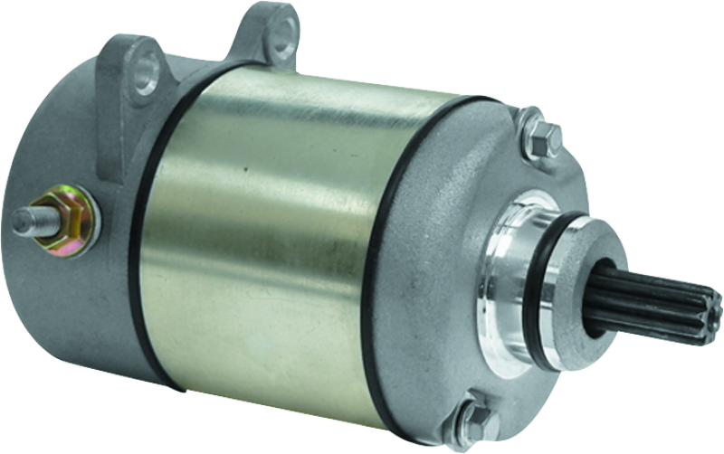 QuadBoss PowerSport starter for Honda TRX250 and FourTrax Recon 2001-2006, displaying the black motorcycle starter motor.