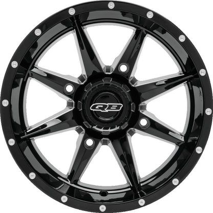 QuadBoss Slicer 15x7 powersports wheel with black center cap, 4/156 bolt pattern, designed for off-road vehicles and ATVs.