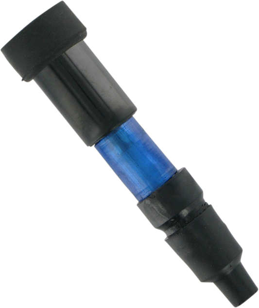 Parts Unlimited Spark Plug Cap in blue, straight design for 10mm, 12mm, and 14mm motorcycle spark plugs.