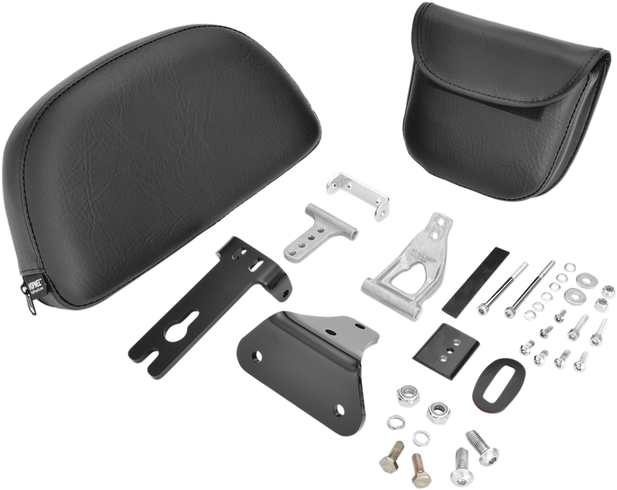Bill's Exhausts Show Chrome Detachable Smart Mount Backrest for Victory engine, with chrome finish and secure mounting system.