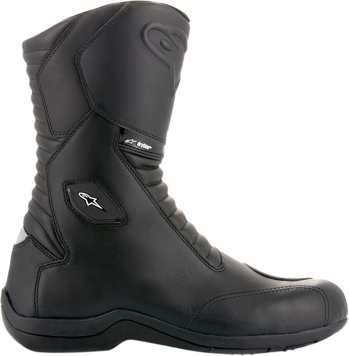 Black Alpinestars Andes v2 Drystar® motorcycle boots, US 8 / EU 42, with protective features and sturdy design.