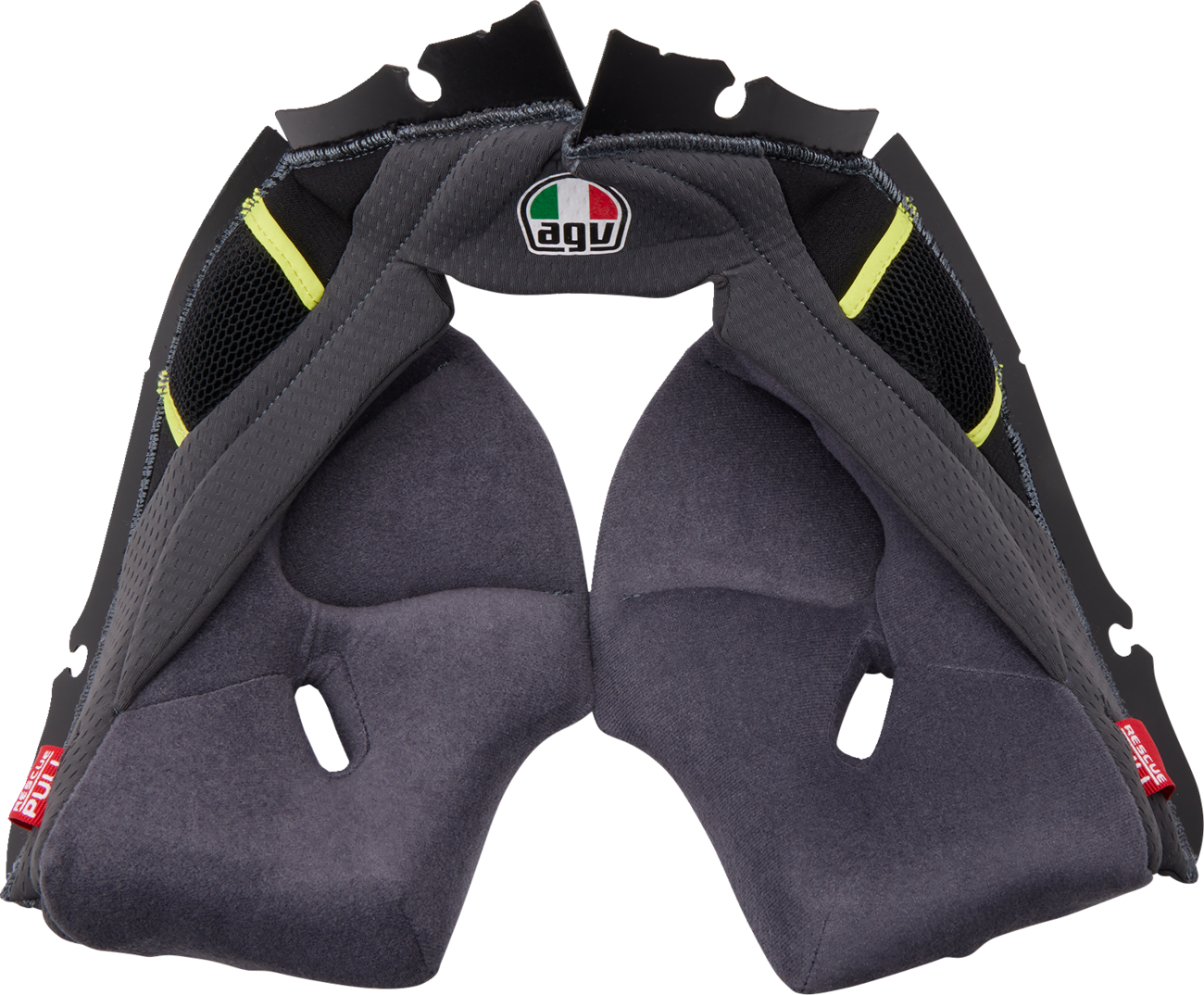 AGV Pista GP RR helmet cheek pads in gray and yellow, size XL, for model 2018500056499XL, helmet accessories.