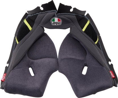 AGV Pista GP RR helmet cheek pads in gray and yellow, size XL, for model 2018500056499XL, helmet accessories.