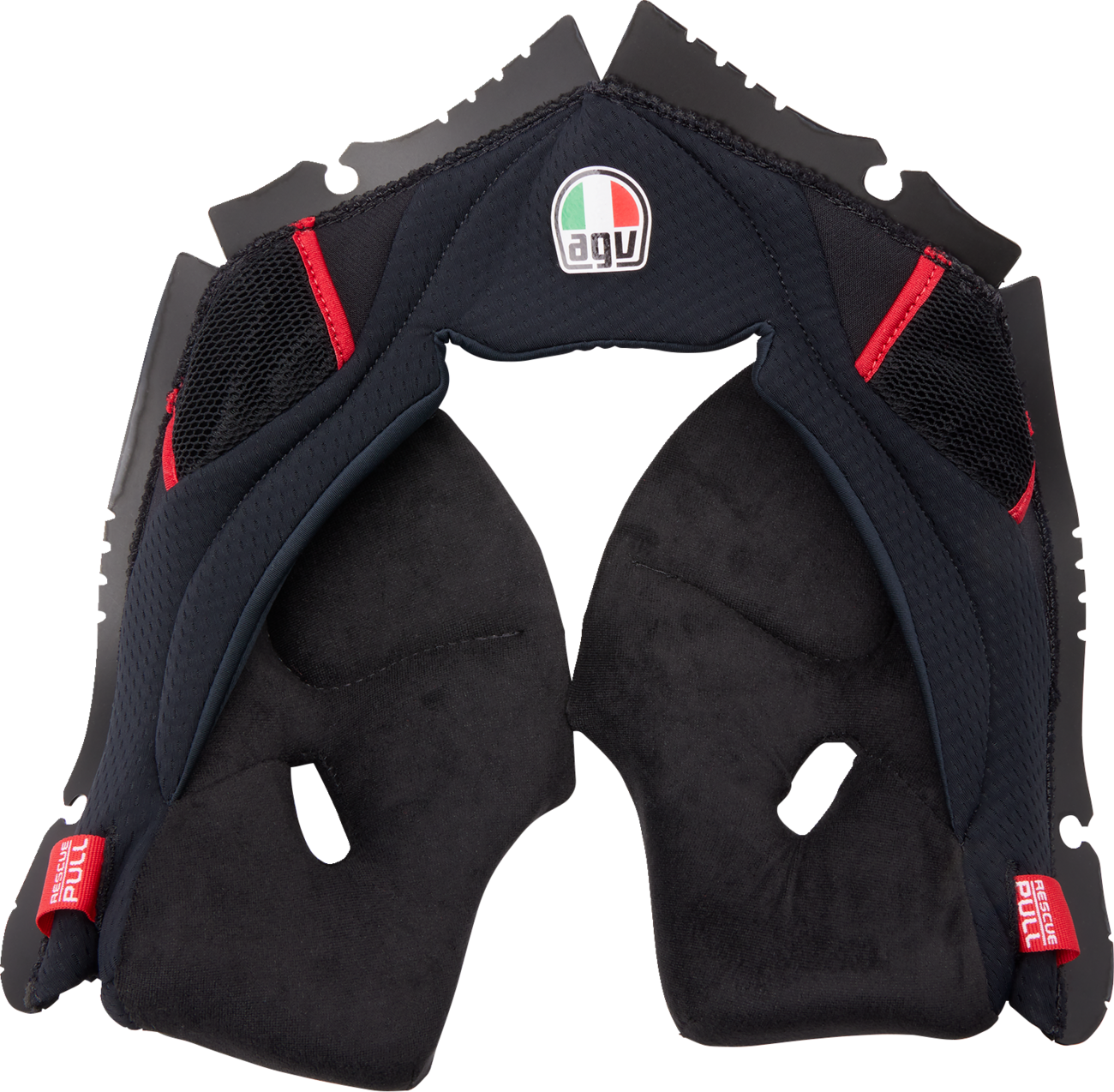 AGV Pista GP RR helmet cheek pads in black and red, size 2XL, with breathable padding and secure fit.