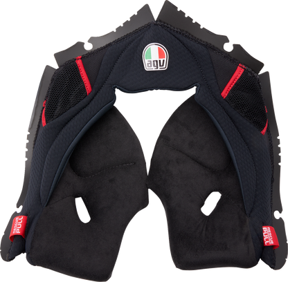 AGV Pista GP RR helmet cheek pads in black and red, size 2XL, with breathable padding and secure fit.