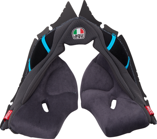 AGV Pista GP RR Cheek Pads - Gray/Cyan, 2XL - Part 201850005623G2X