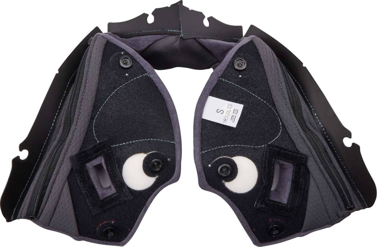 Gray and yellow AGV Pista GP RR helmet cheek pads in XL size, designed for model 2018500056499XL, motorcycle helmet accessories.