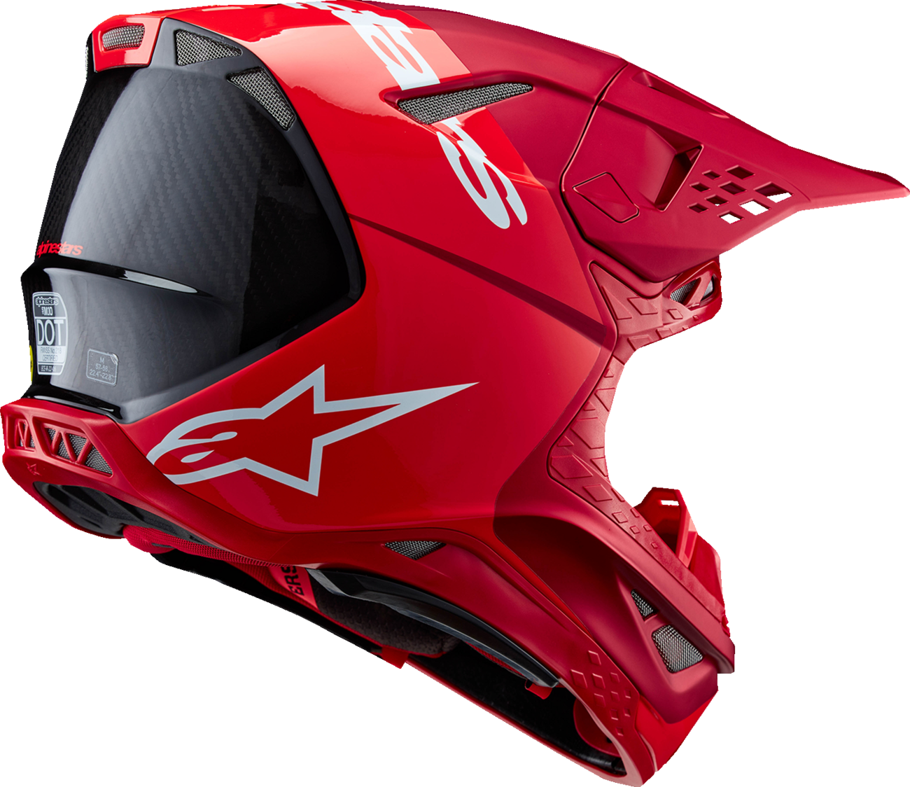 Alpinestars Supertech M10 Helmet Flood MIPS® in large size, red fluorescent color, with aerodynamic design and ventilation features.