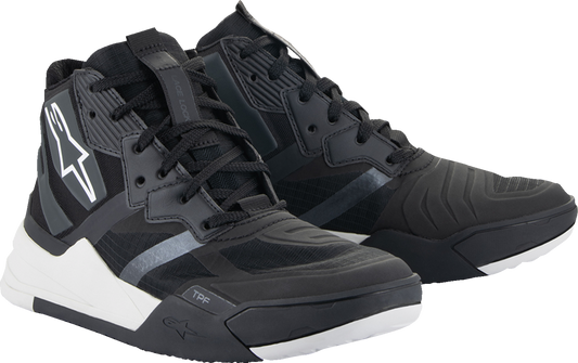 Alpinestars Speedflight performance riding shoes in black and white, US 9, European 42, featuring durable leather and protective design