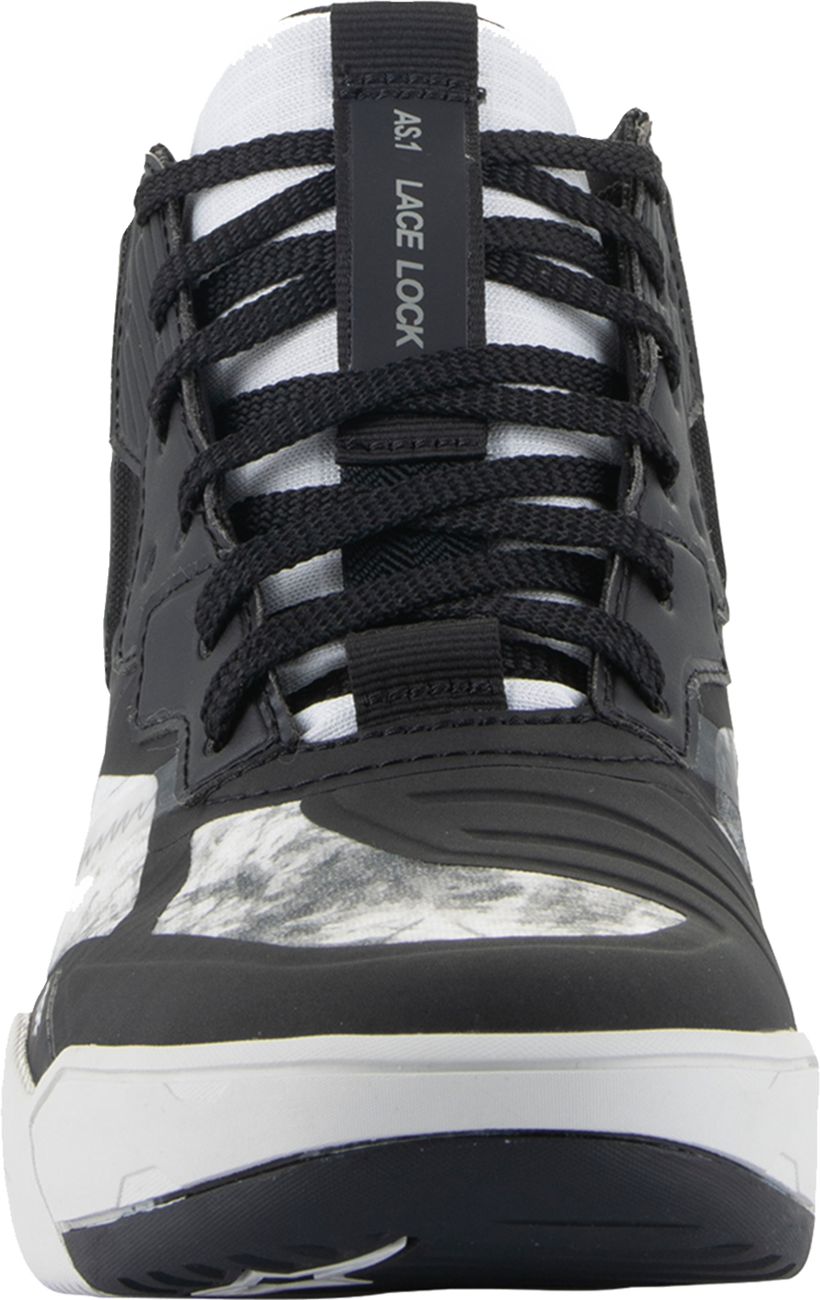 Alpinestars Speedflight performance riding shoes in black, gray, and white for men US 10, featuring sporty design and protective features.