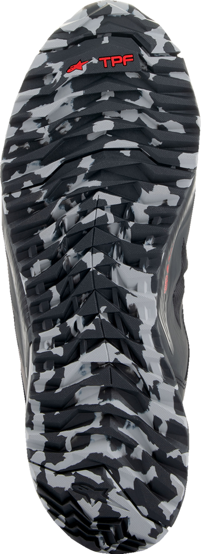 Alpinestars CR-8 Gore-Tex® riding shoes in black, grey, and red with US 11 / EU 44, featuring protective design for motorcycling.