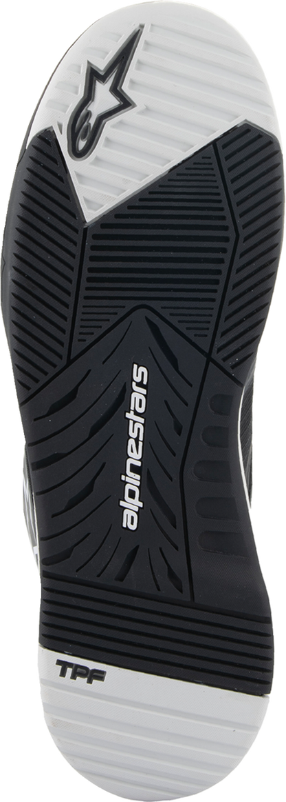 Alpinestars Speedflight performance riding shoes in black and white, US 12 / EU 45.5, showing the sleek design and sporty look.