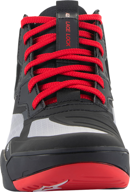 Alpinestars Speedflight performance riding shoes in black, red, and white with US size 11.5, EU 45, side view.