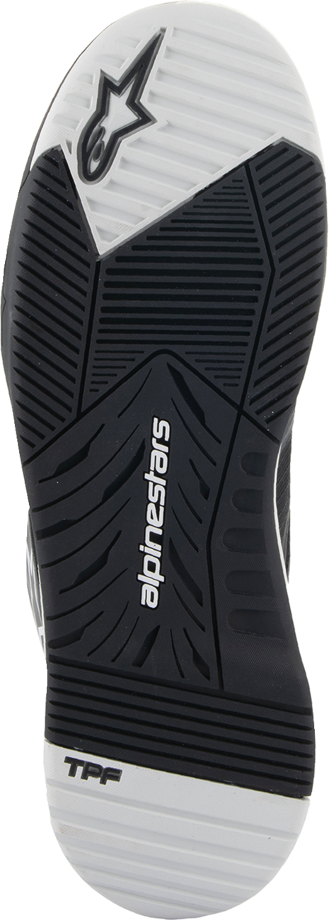 Alpinestars Speedflight performance riding shoe in black and white, US 14, featuring sporty design and motorcycle riding features.