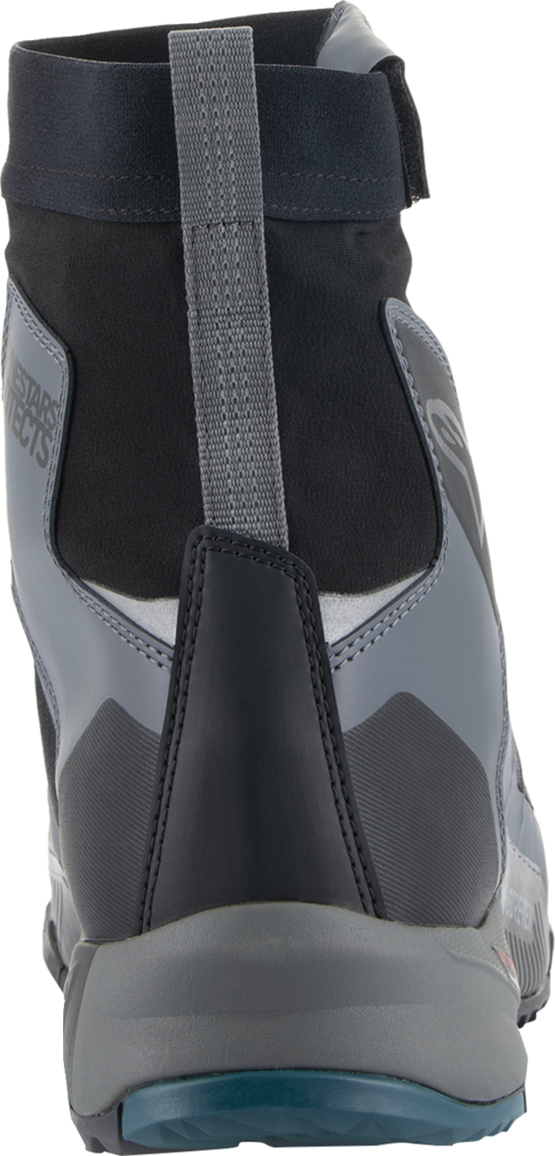 Alpinestars CR-8 Gore-Tex® riding shoes in black, grey, and blue, US 12, showing the durable outdoor footwear design.
