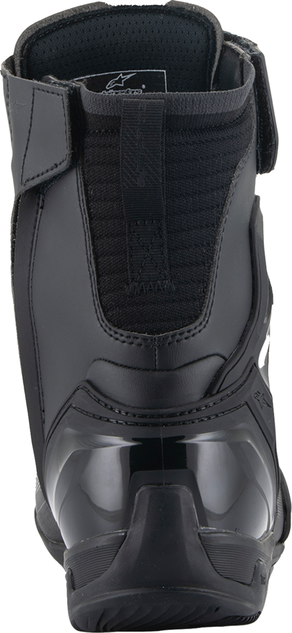 Alpinestars Superfaster Shoe in black, US size 9, featuring sleek design and durable construction for motorcycle riding.