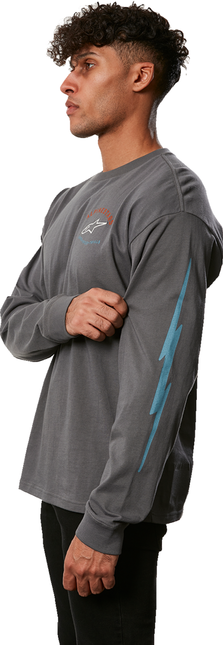 Alpinestars full face long-sleeve T-shirt in charcoal, size large, featuring branded design and comfortable fit.