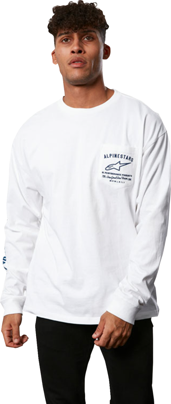 White Alpinestars Rep long-sleeve T-shirt in large size with brand logo visible on the front.