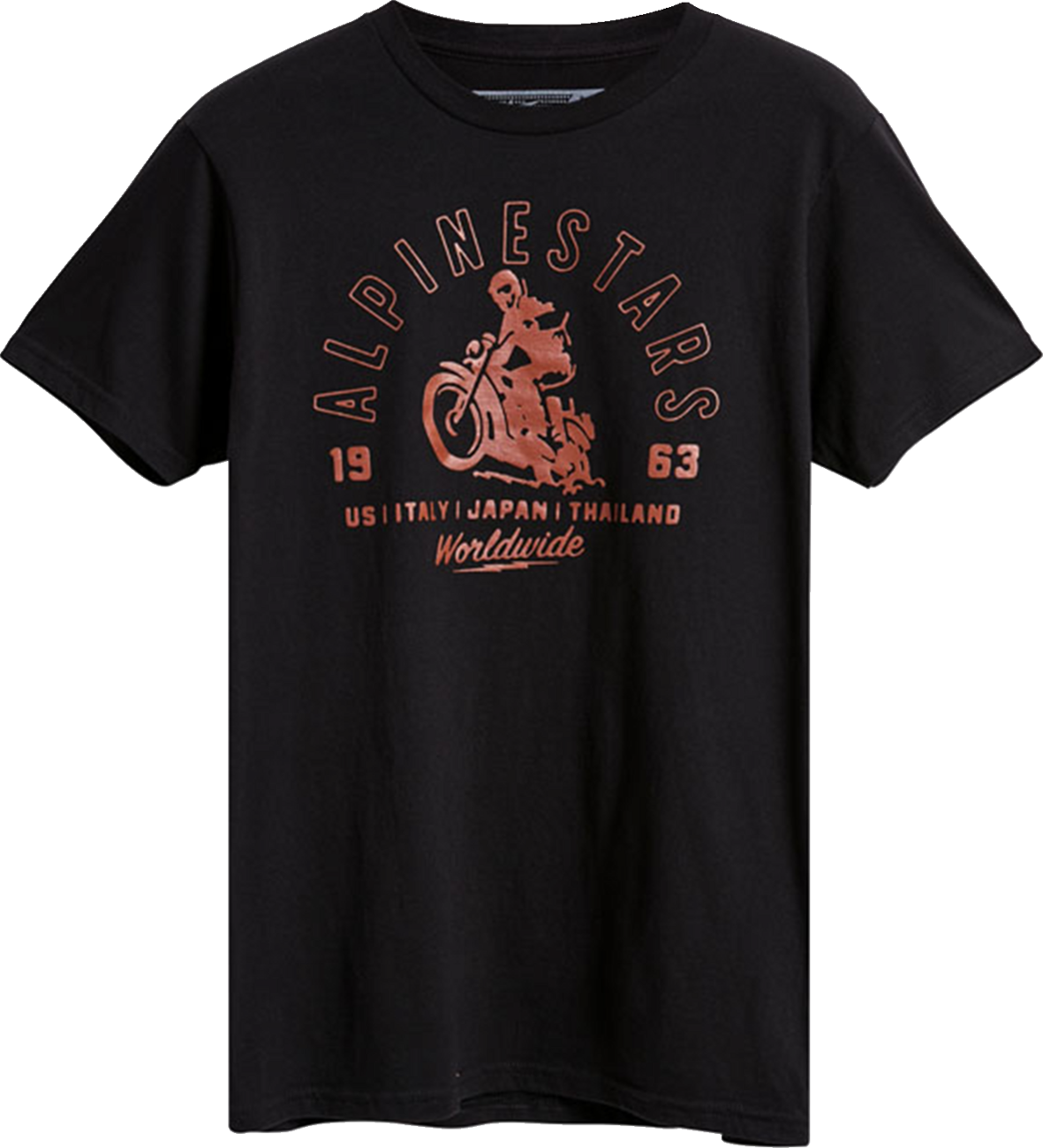 Alpinestars Sander T-Shirt in black, large size, featuring the ALPINESTARS logo on the front, casual crew neck design.