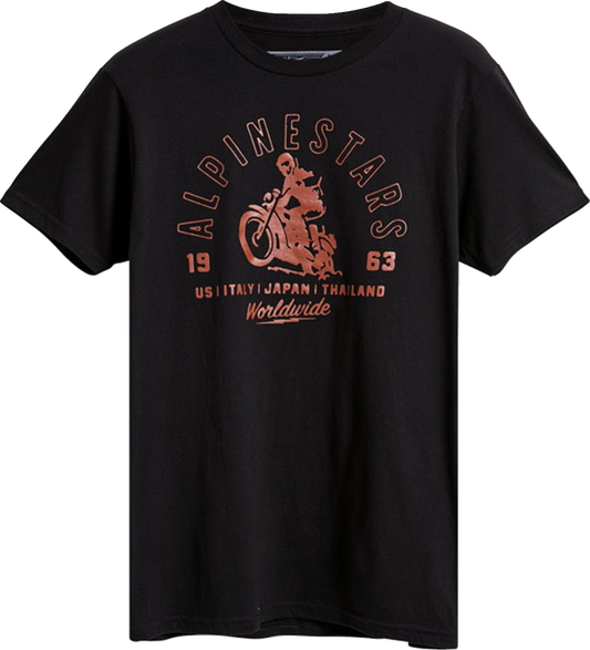 Alpinestars Sander T-Shirt in black, medium size, featuring the Alpinestars logo and casual crew neck design.