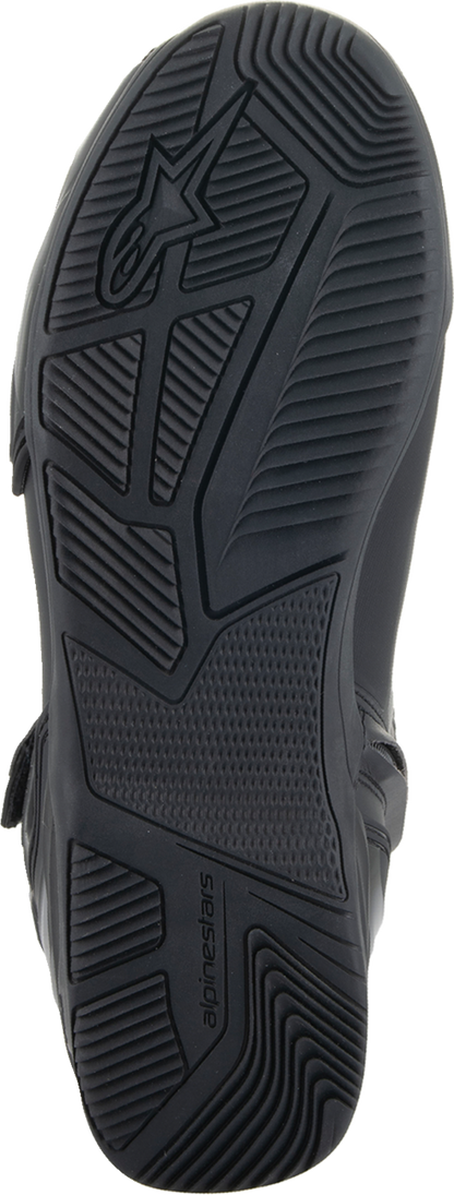 Alpinestars Superfaster Shoe in black, US size 9, showing the sporty design and durable construction of this motorcycle footwear