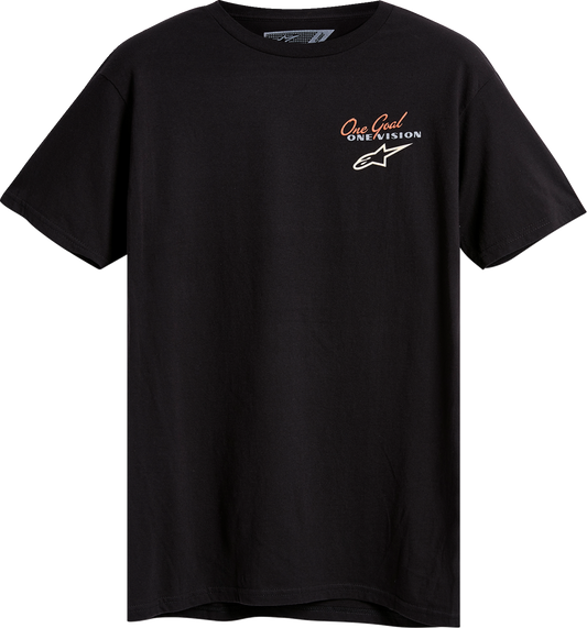 Alpinestars flagged T-shirt in black, 2XL size, featuring classic cotton fabric and graphic design with Alpinestars branding.
