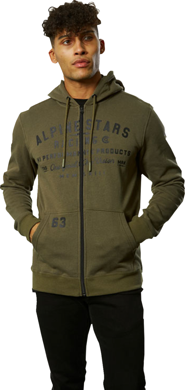 Alpinestars Region Hoodie in military style, medium size, featuring camouflage pattern and branded logo on front.