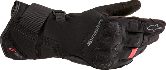 Black Alpinestars Stella Tourer W-7 V2 Drystar® motorcycle gloves, small size, with reinforced knuckles and adjustable wrist straps.
