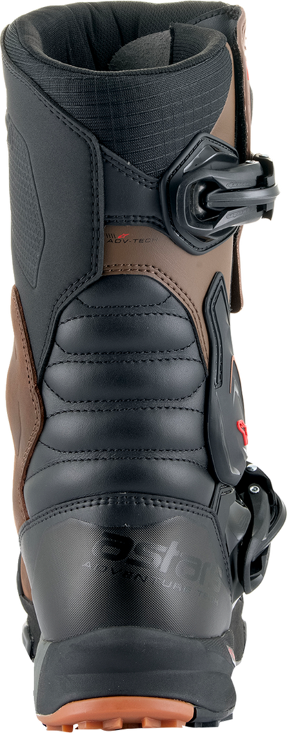 Alpinestars XT-8 Gore-Tex adventure enduro boots in black and brown, US size 8, with rugged design and ankle protection