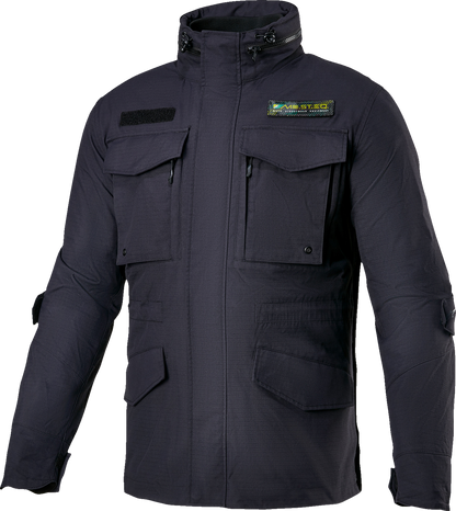 Alpinestars MSE Field Jacket in black, medium size, featuring waterproof fabric and removable insulation for motorcycle streetwear.