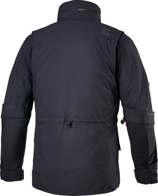 Alpinestars MSE Field Jacket in black, medium size, featuring waterproof fabric and removable insulation for motorcycle streetwear.