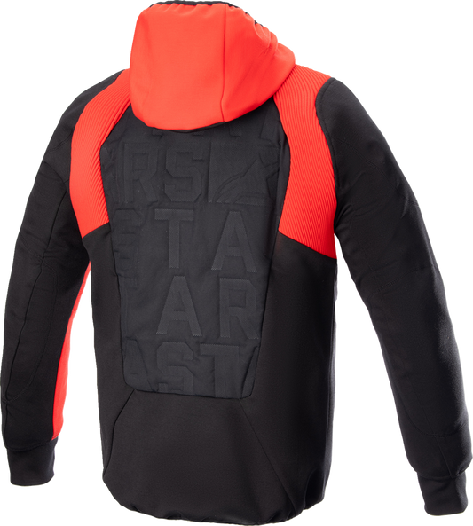 Alpinestars MSE Hybrid Hooded Jacket in black and red, 4XL, featuring motorcycle streetwear style with Level 1 Nucleon Flex Plus armor.