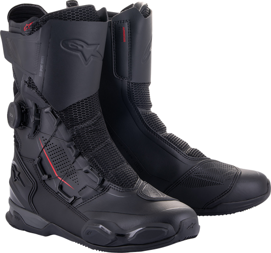 Alpinestars SP-X Boa Boots in black, EU size 44, sport touring motorcycle riding shoes with sturdy construction and protective features.